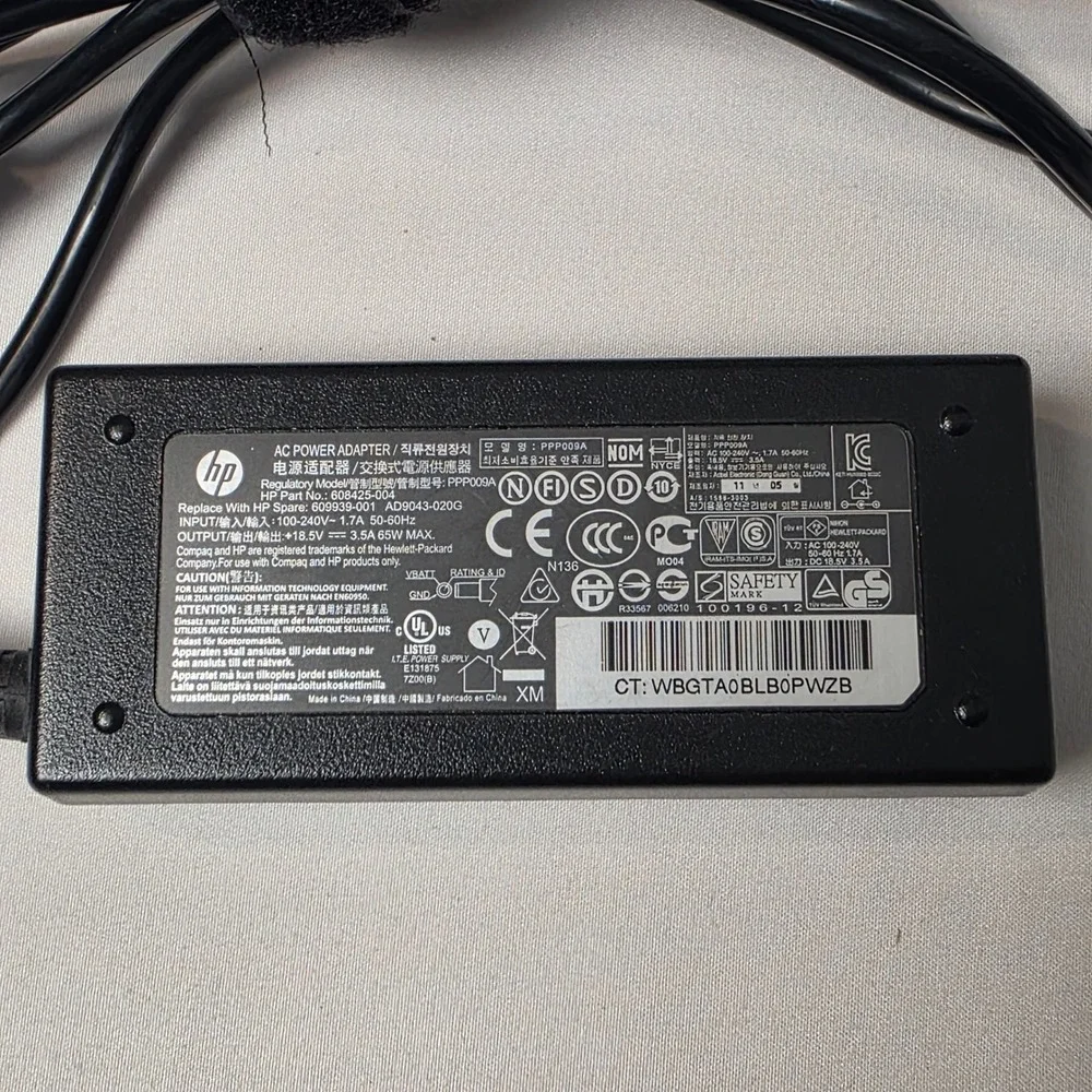 HP AC Power Adapter 65W 18.5V 3.5A PPP009A 608425-004 OEM Charger Power Supply